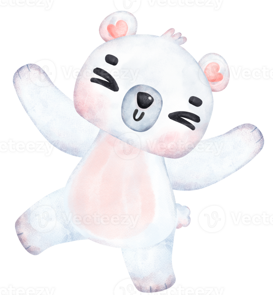 Playful Polar Bear, Expressive Watercolor Cartoon character, Varied Poses png