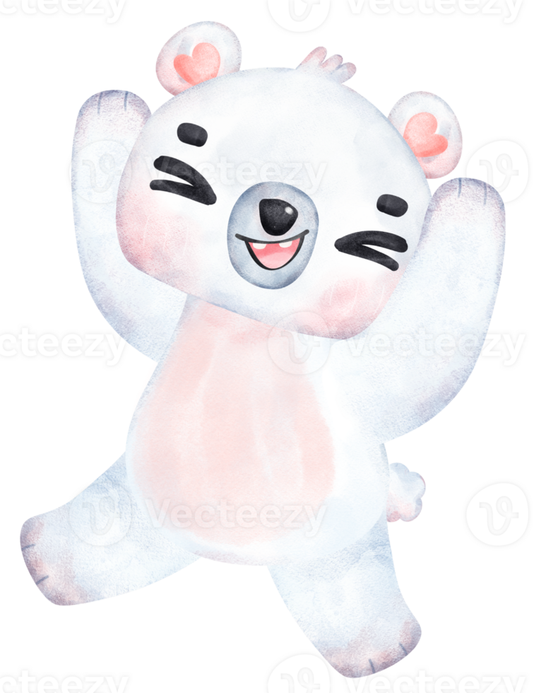 Playful Polar Bear, Expressive Watercolor Cartoon character, Varied Poses png