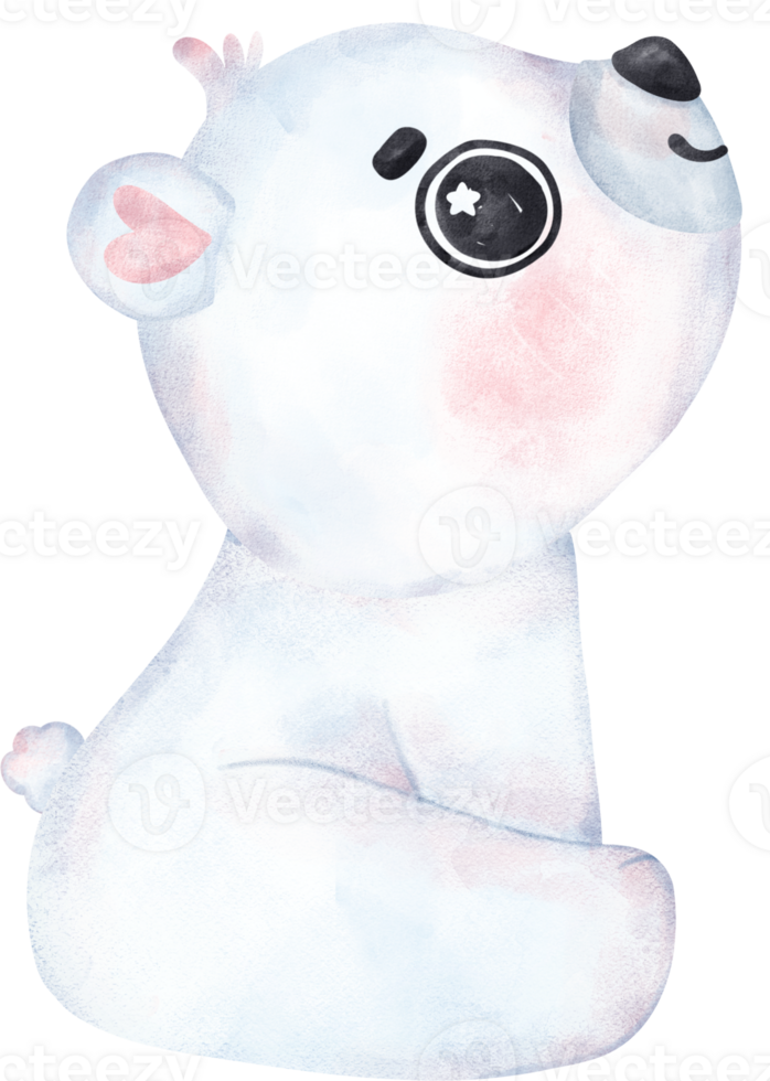 Playful Polar Bear, Expressive Watercolor Cartoon character, Varied Poses png