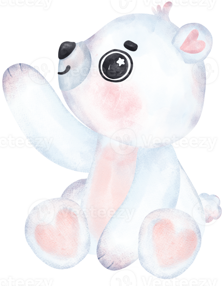 Playful Polar Bear, Expressive Watercolor Cartoon character, Varied Poses png