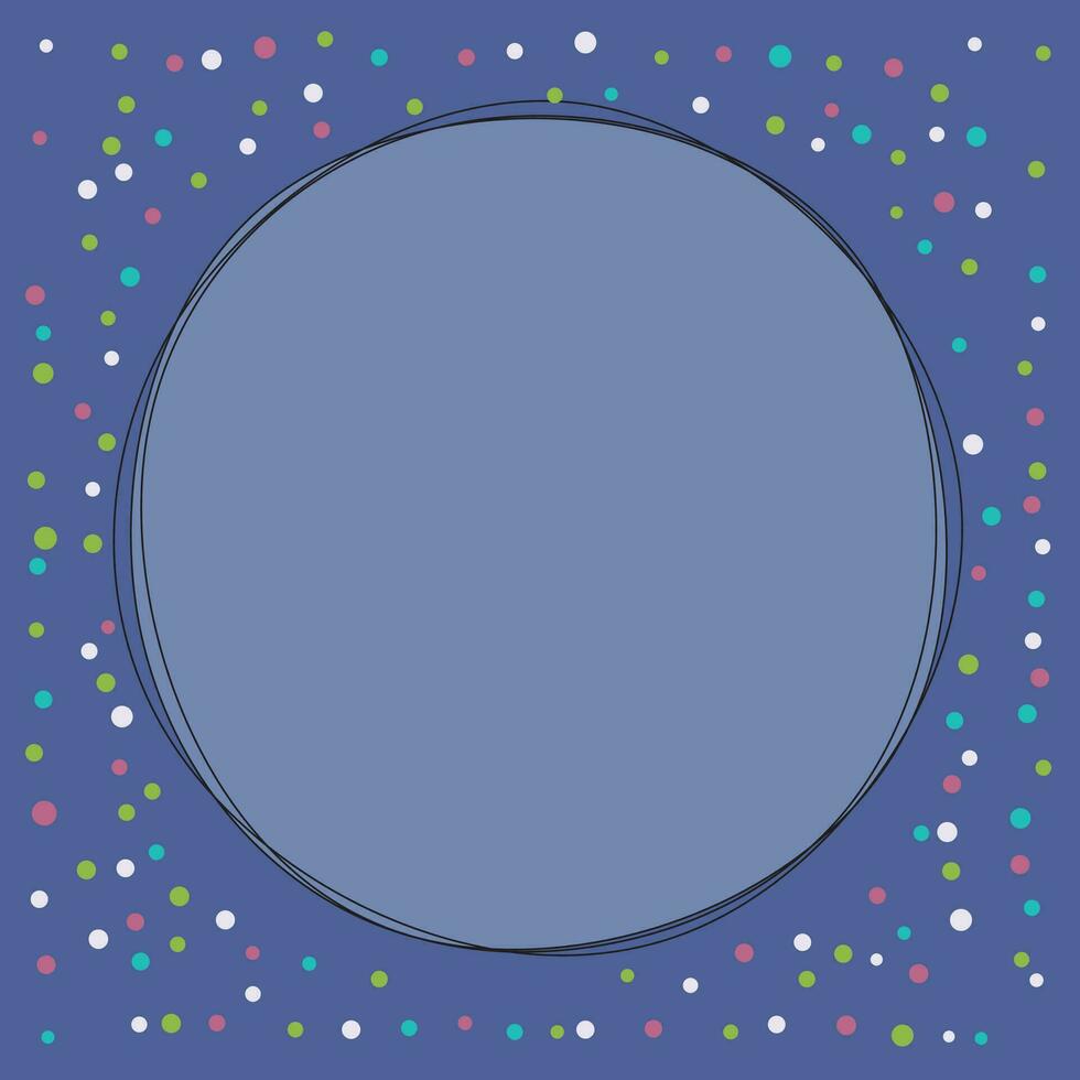 Colorful dots decorated blank circle frame. vector