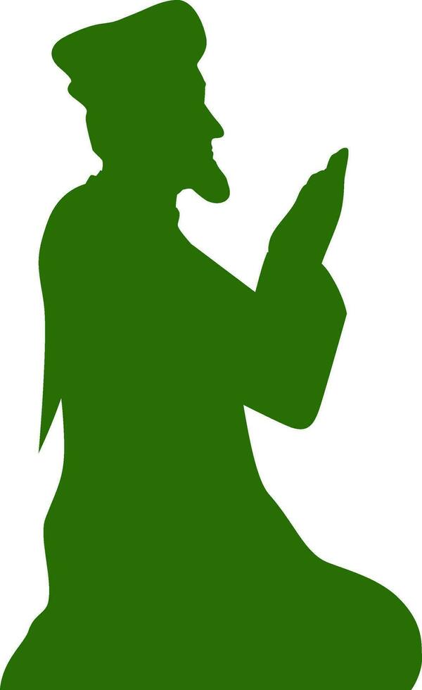 Isolated silhouette of a muslim man performing prayer. vector