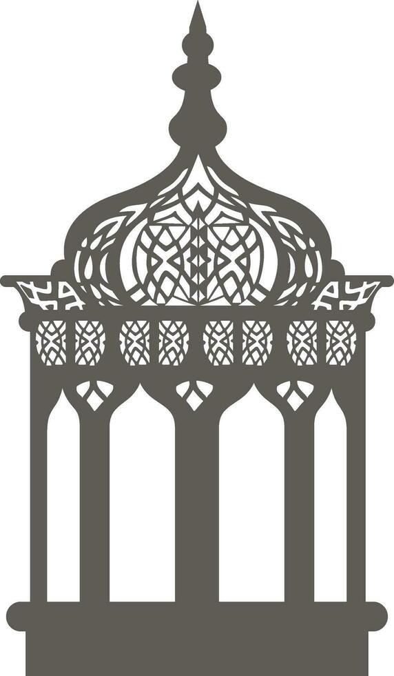 Flat illustration of muslim tomb decorated with floral design. vector