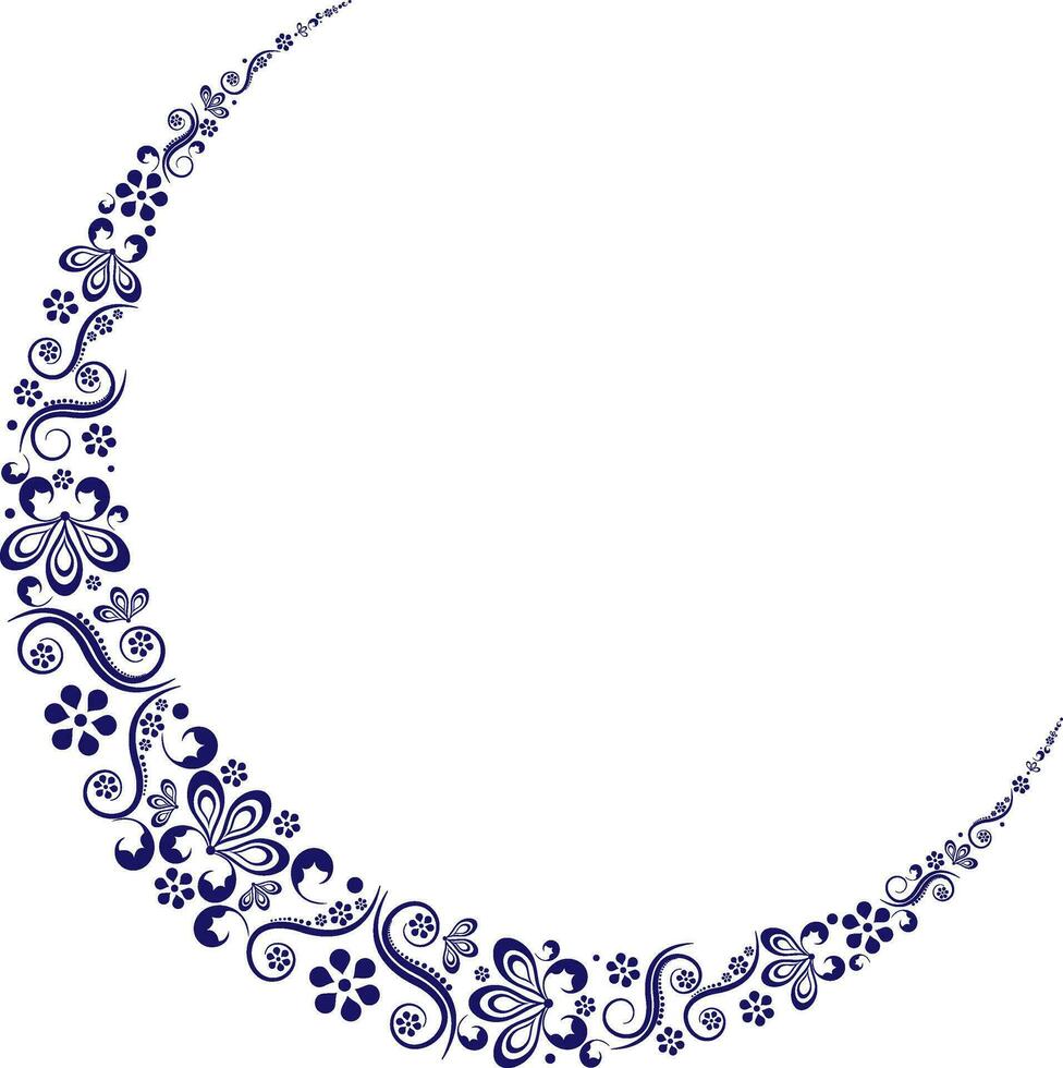 Illustration of moon decorated with floral abstract design pattern. vector