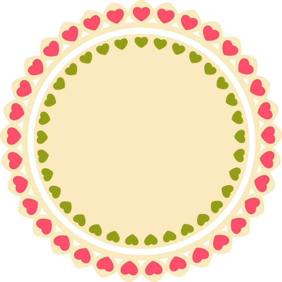 Flat style decorative frame with hearts. vector