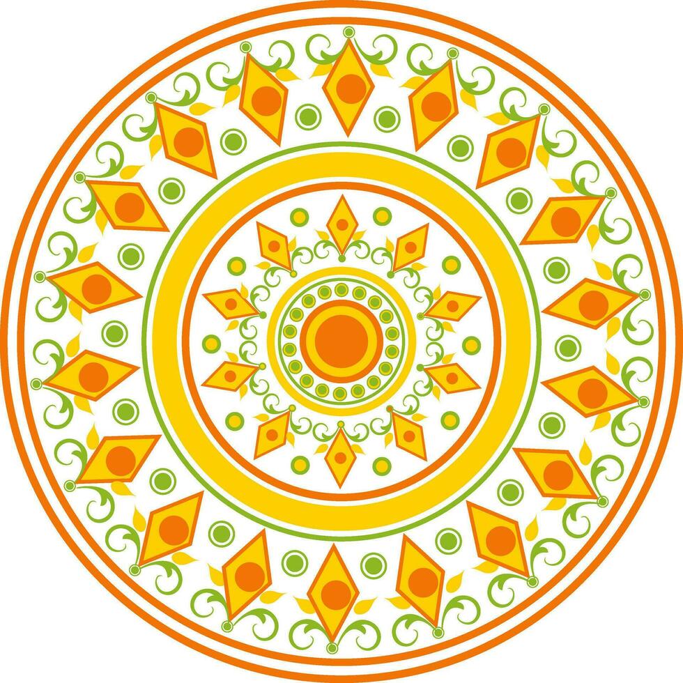 Colourful floral pattern rangoli. vector