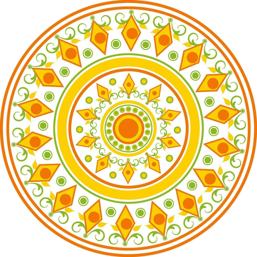 vistoso floral modelo rangoli. vector