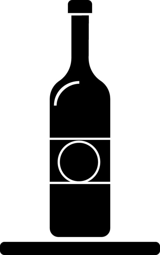 Isolated bottle in black and white color. Glyph icon or symbol. vector