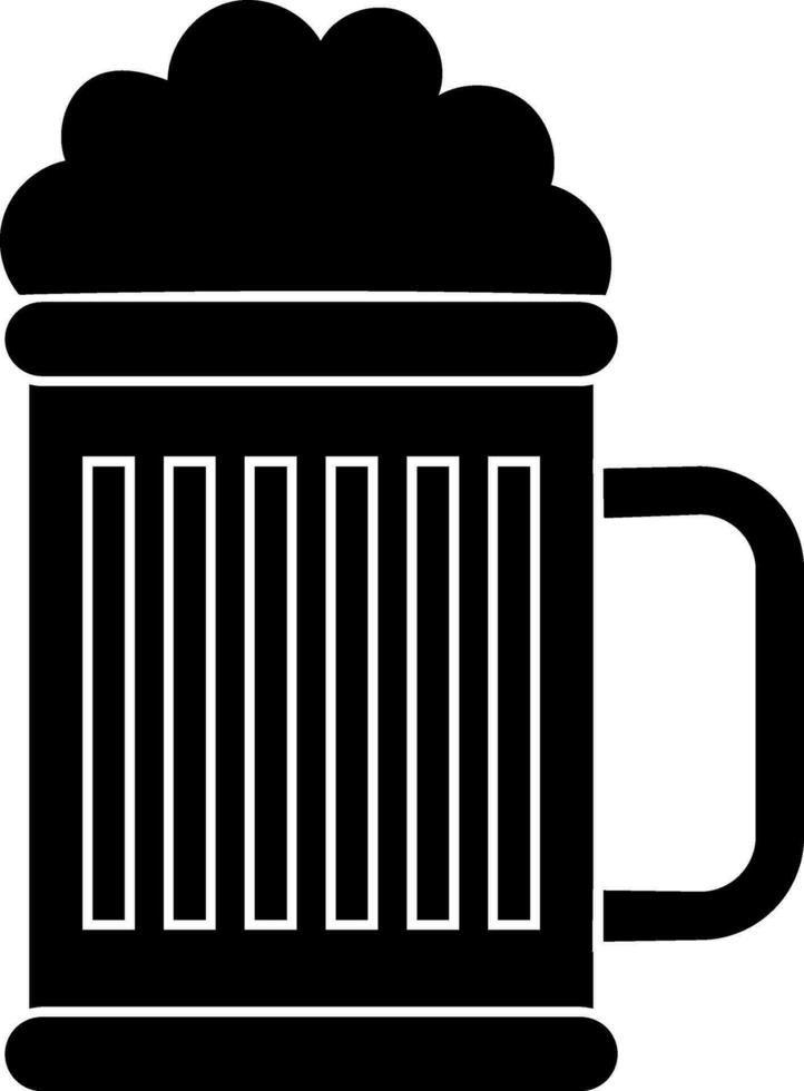 Black and white beer mug in flat style. Glyph icon or symbol. vector