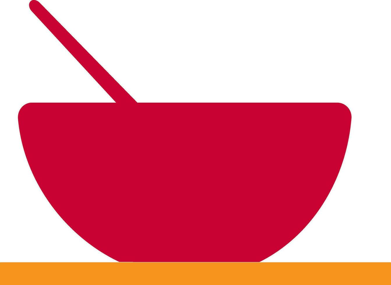 Red spoon in bowl. vector