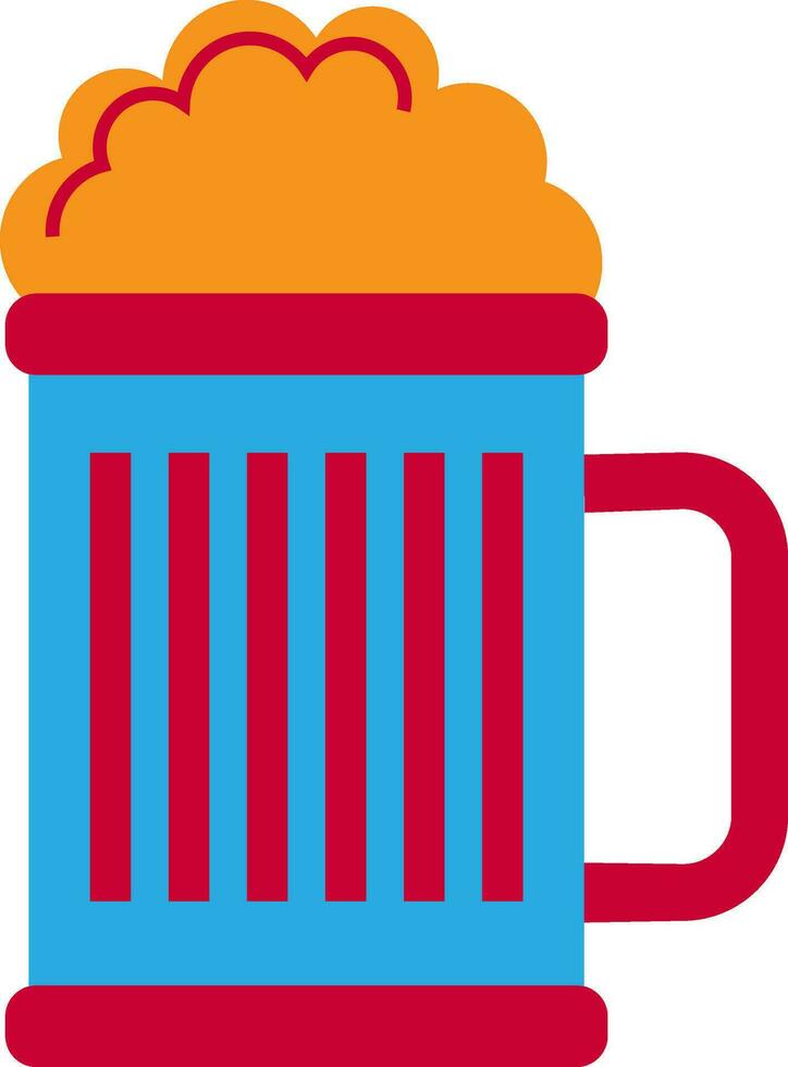 Red, blue and orange beer mug. vector
