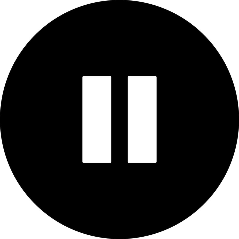 Pause button in Black and white color. Glyph icon or symbol. vector