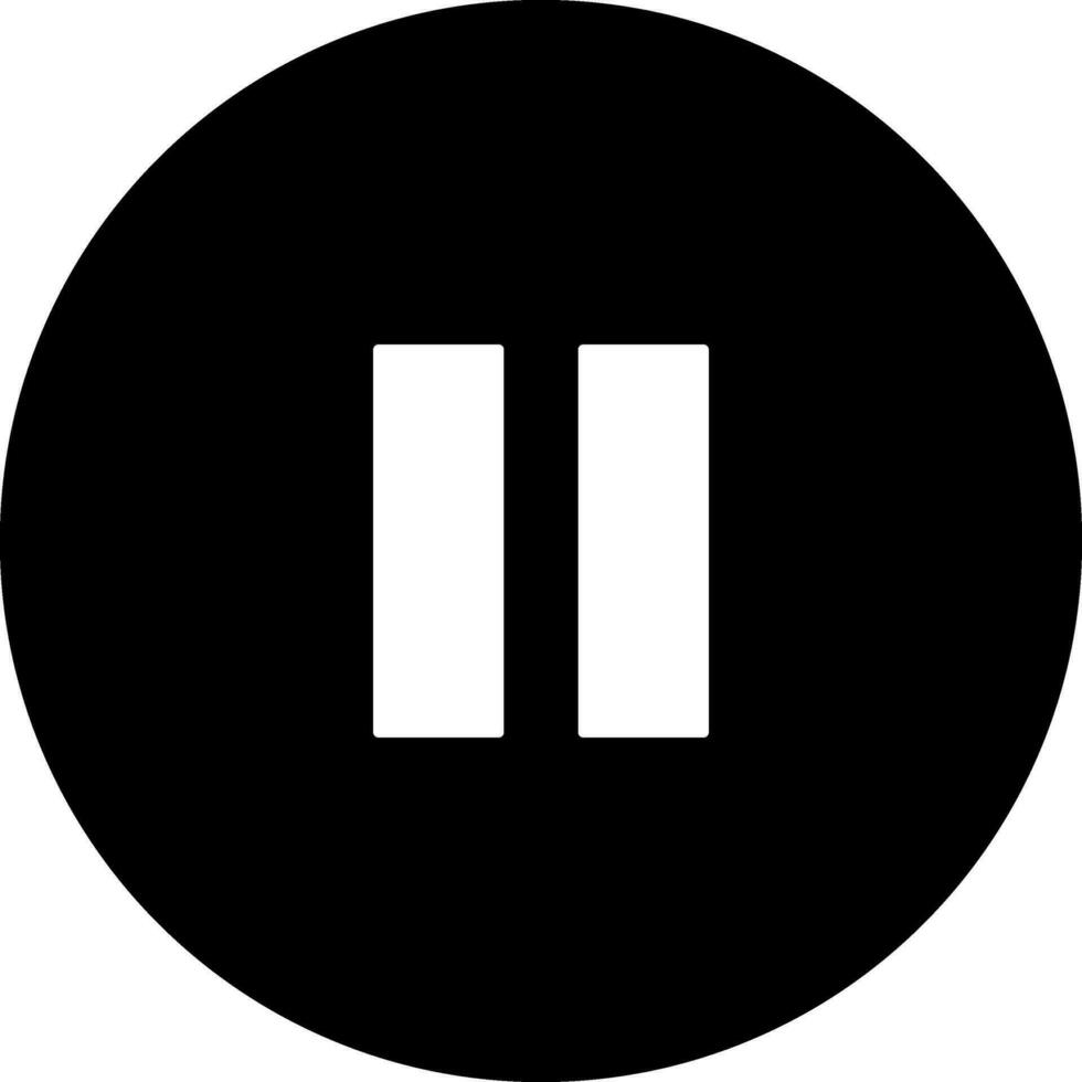 Pause button in Black and white color. Glyph icon or symbol. vector