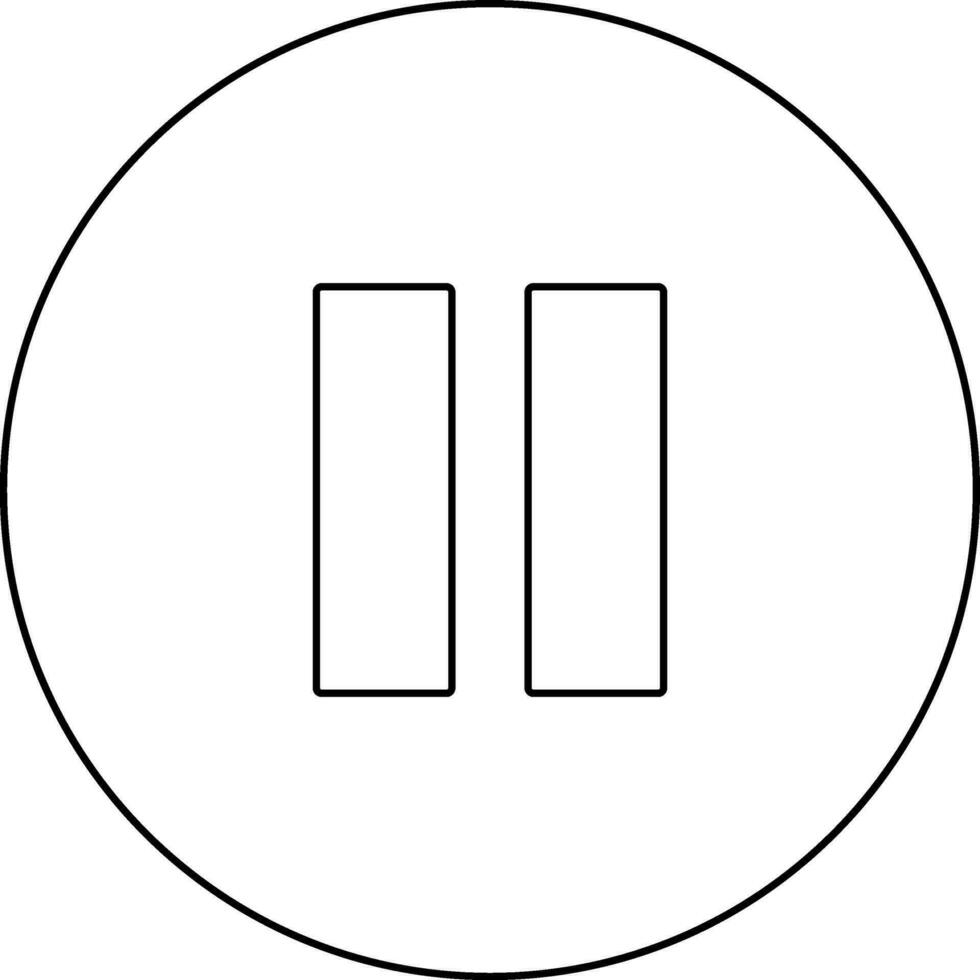 Pause button in black line art illustration. vector