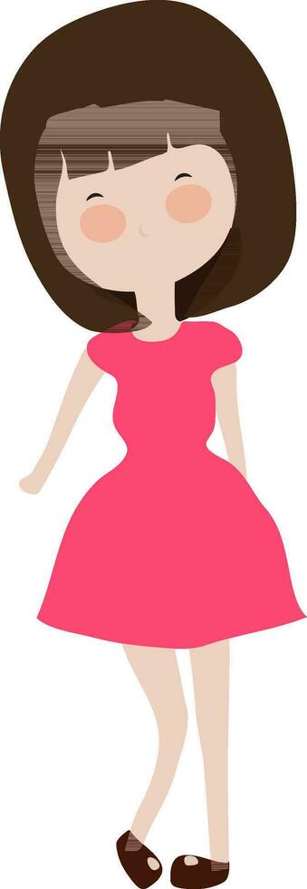 Cartoon character of girl. Standing in stylish pose. vector