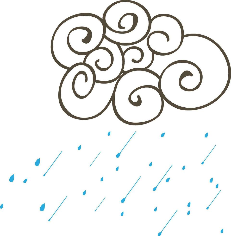 ornamental lluvioso nube ilustración aislado en blanco antecedentes. vector