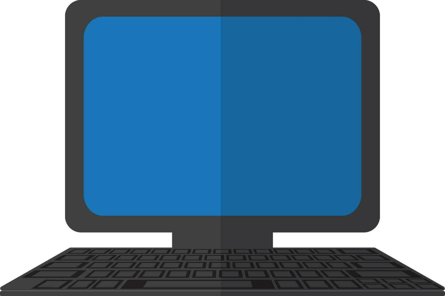 Computer system icon with monitor and keyboard in half shadow. vector