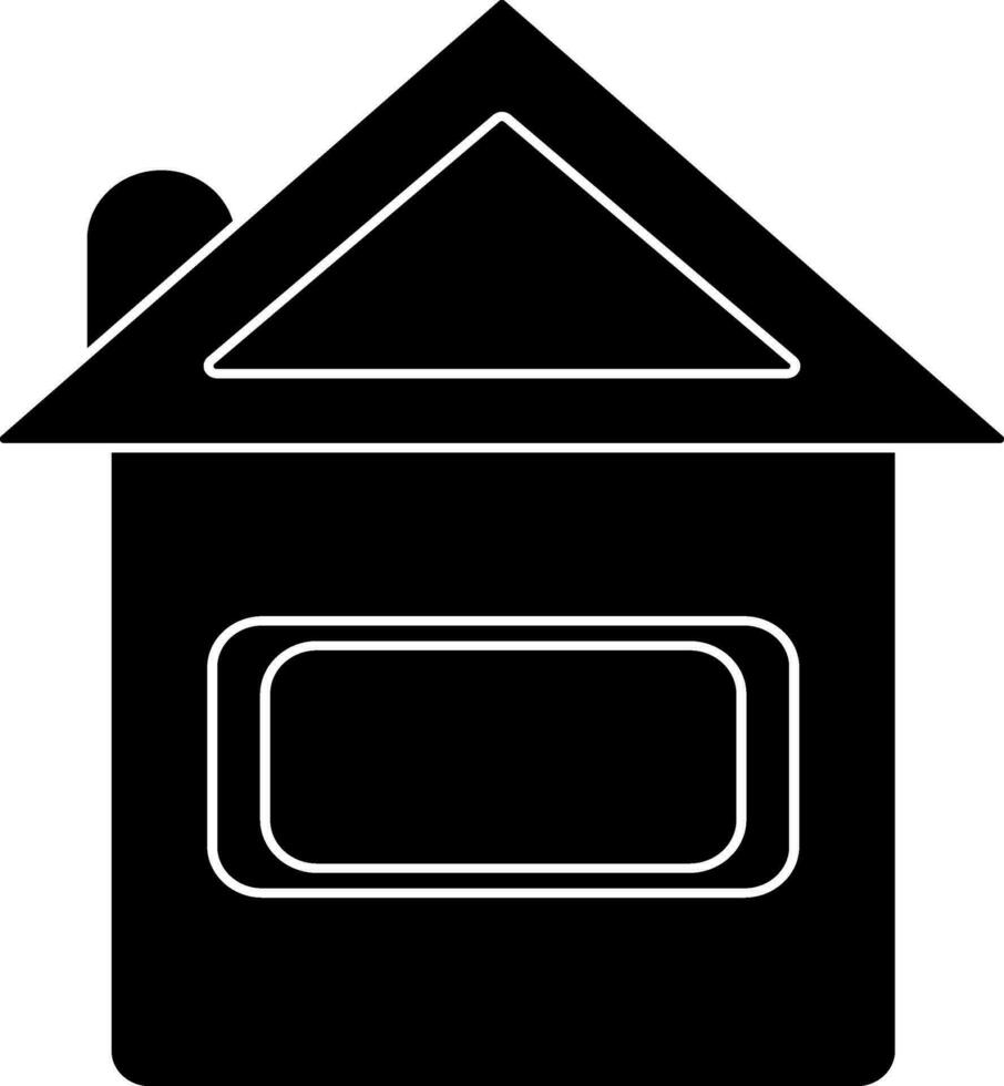 Black and white home in flat style. vector