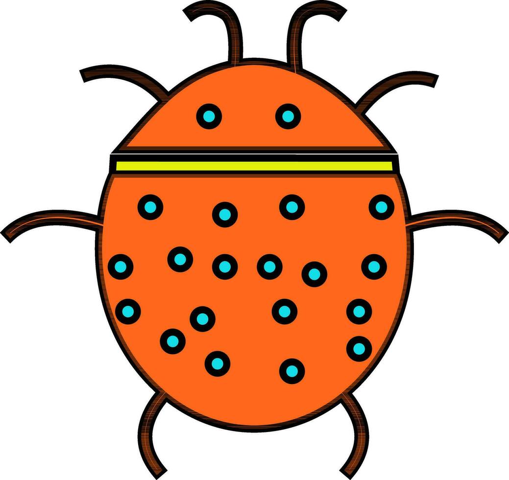 Black and orange ladybug in flat style. vector