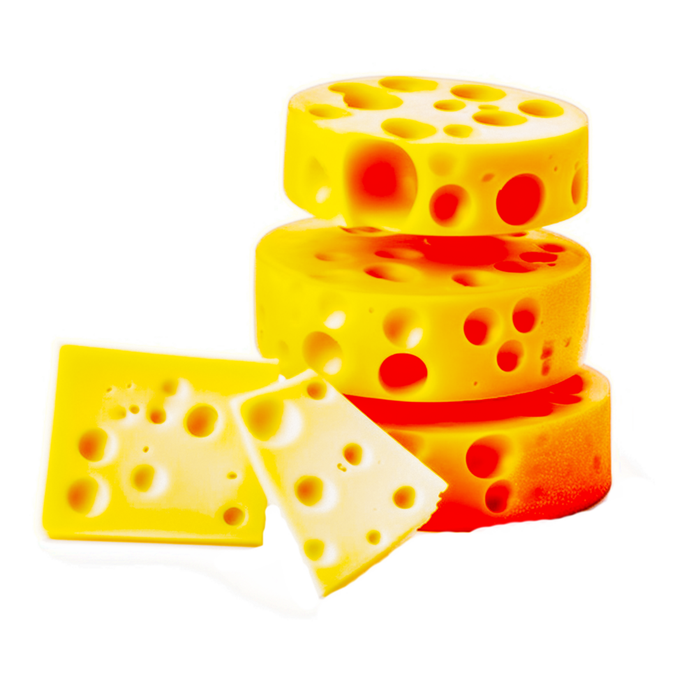 Realistic set of cheese pieces with holes png