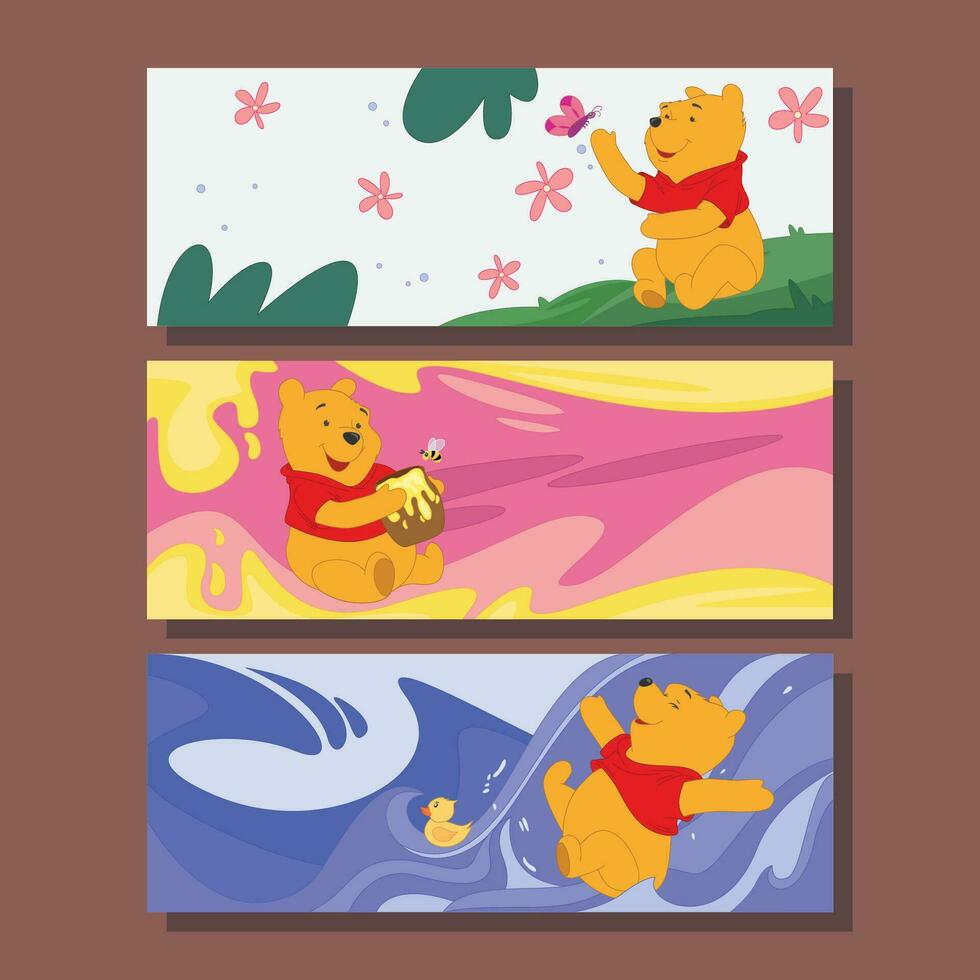 Cute Honey Bear Set Banner Collection vector