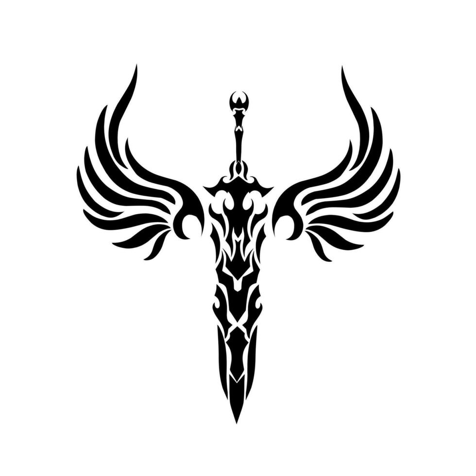 Illustration vector graphic of tribal art design sword wings for tatto