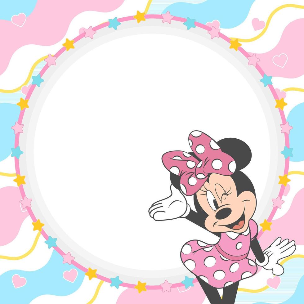 Cute Mouse With Polkadot Ribbon Framed Background vector