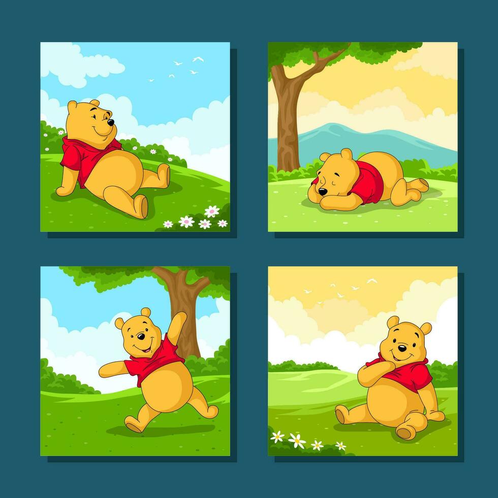 Bear Social Media Post Collection vector