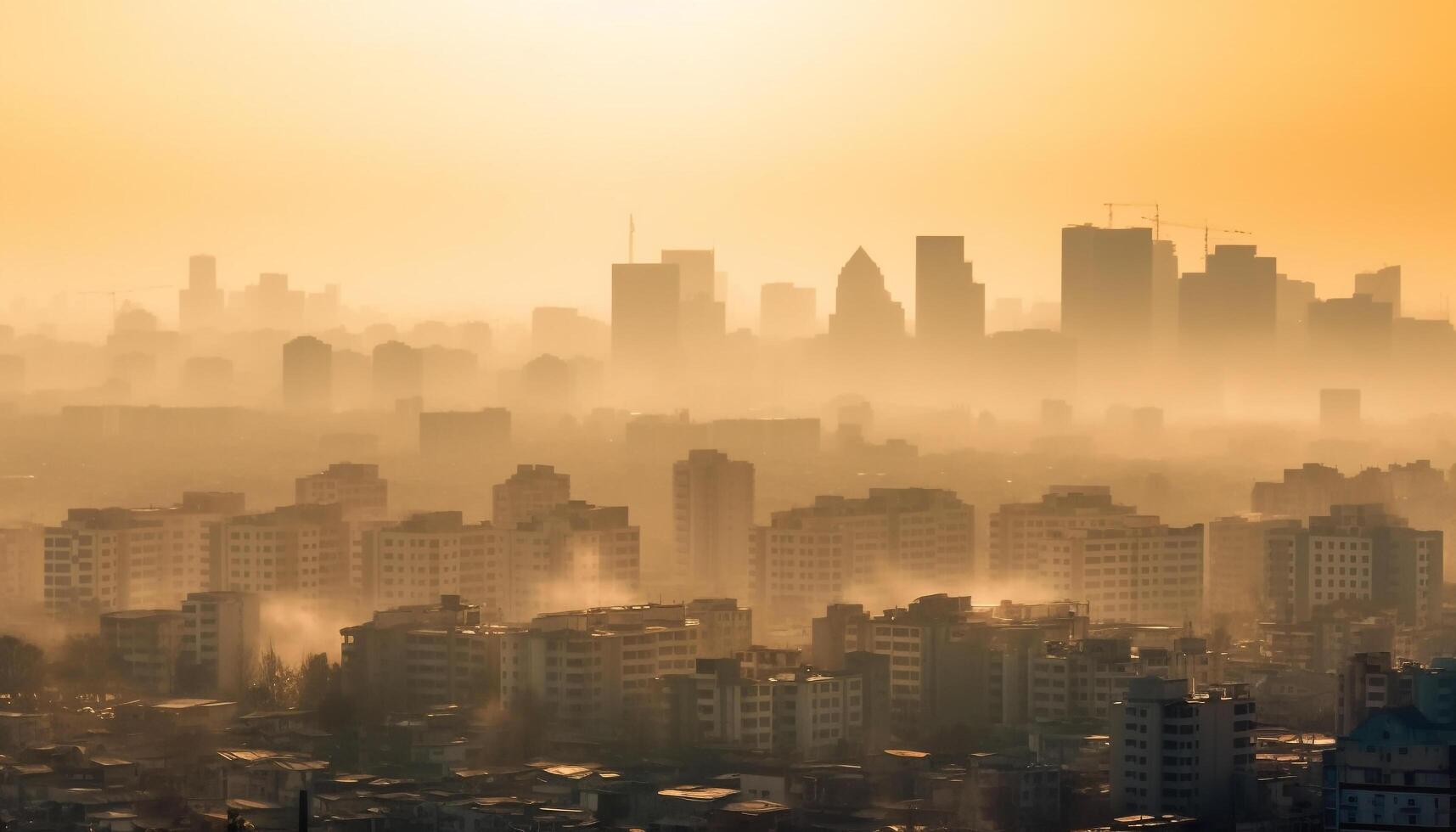 Modern Beijing skyline glows at dusk, a financial district masterpiece generative AI photo