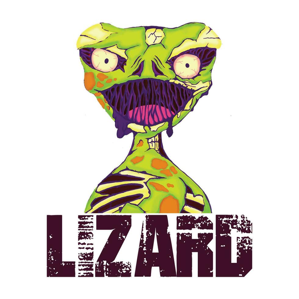 lizard logo. Lizard, small green reptile, zombie lizard species. Perfect for reptile lovers. Vector animal isolated on white background, cartoon illustration