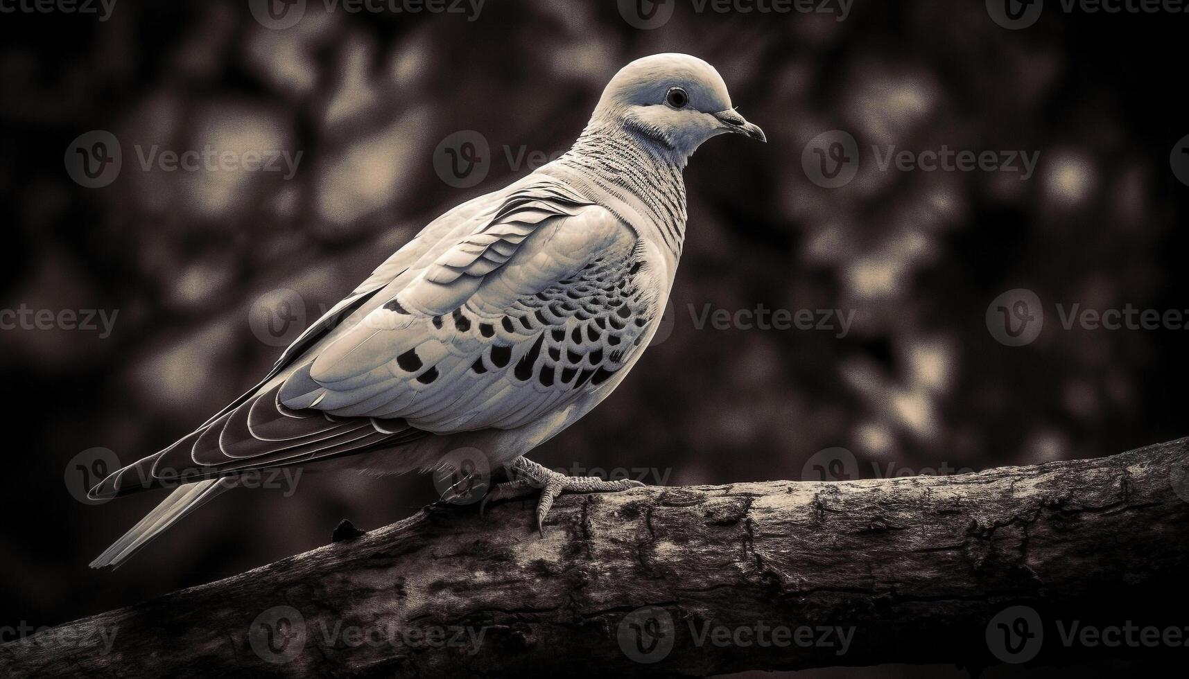 beauty dove bird in branch scene generative AI photo