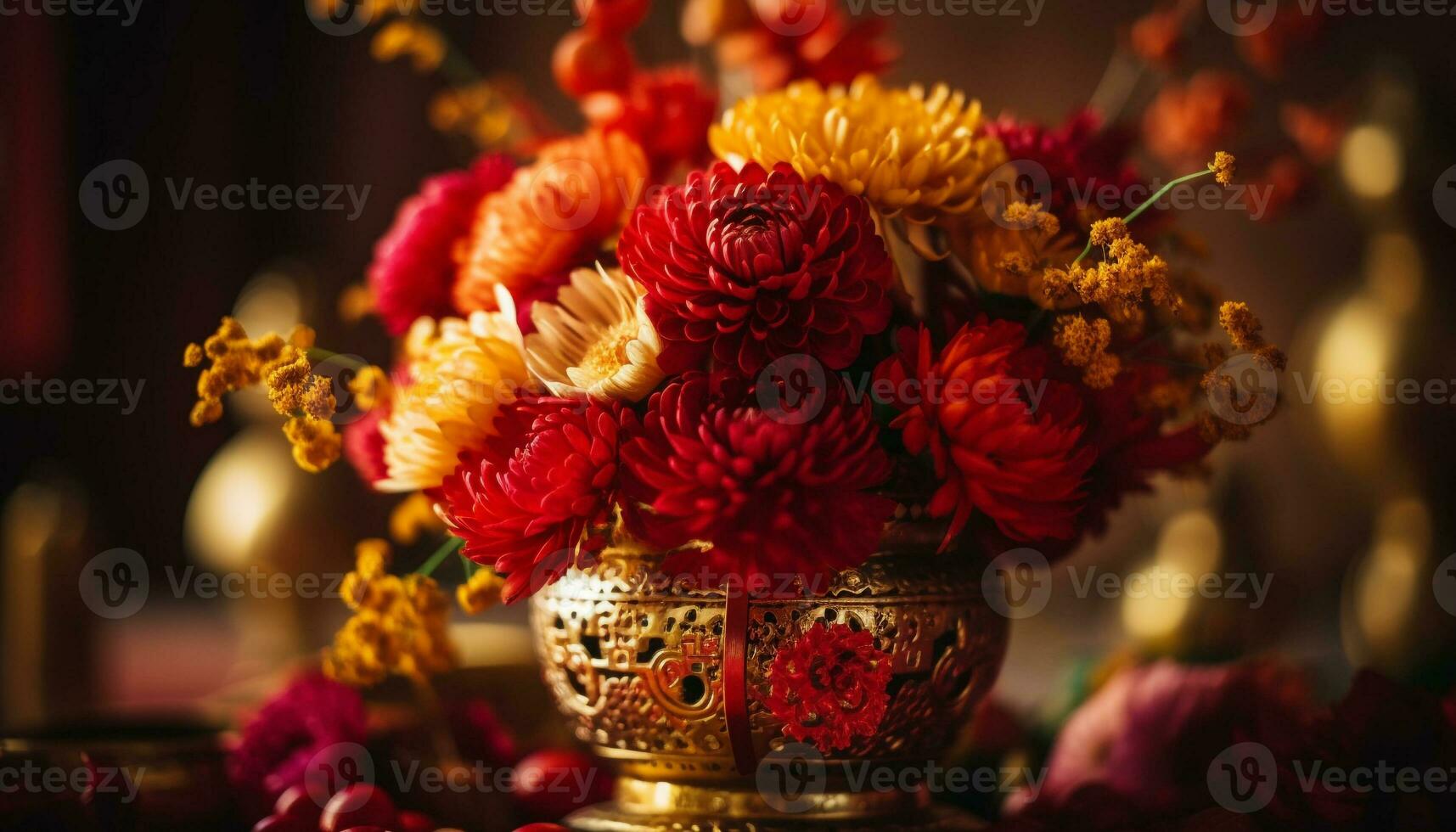A multi colored bouquet symbolizes love and spirituality in Hinduism generative AI photo