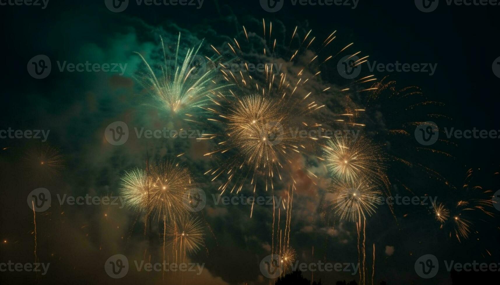 Explosive firework display ignites vibrant summer celebration outdoors at dusk generative AI photo