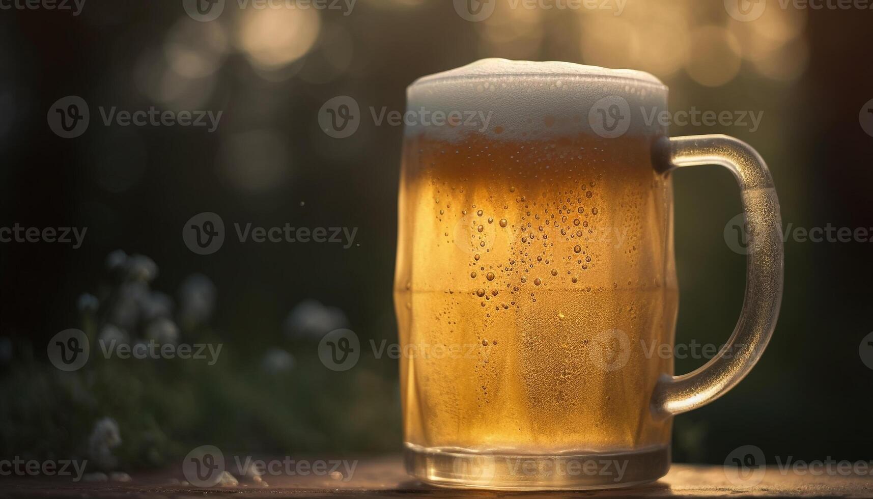 iced beer in jar drink scene generative AI photo