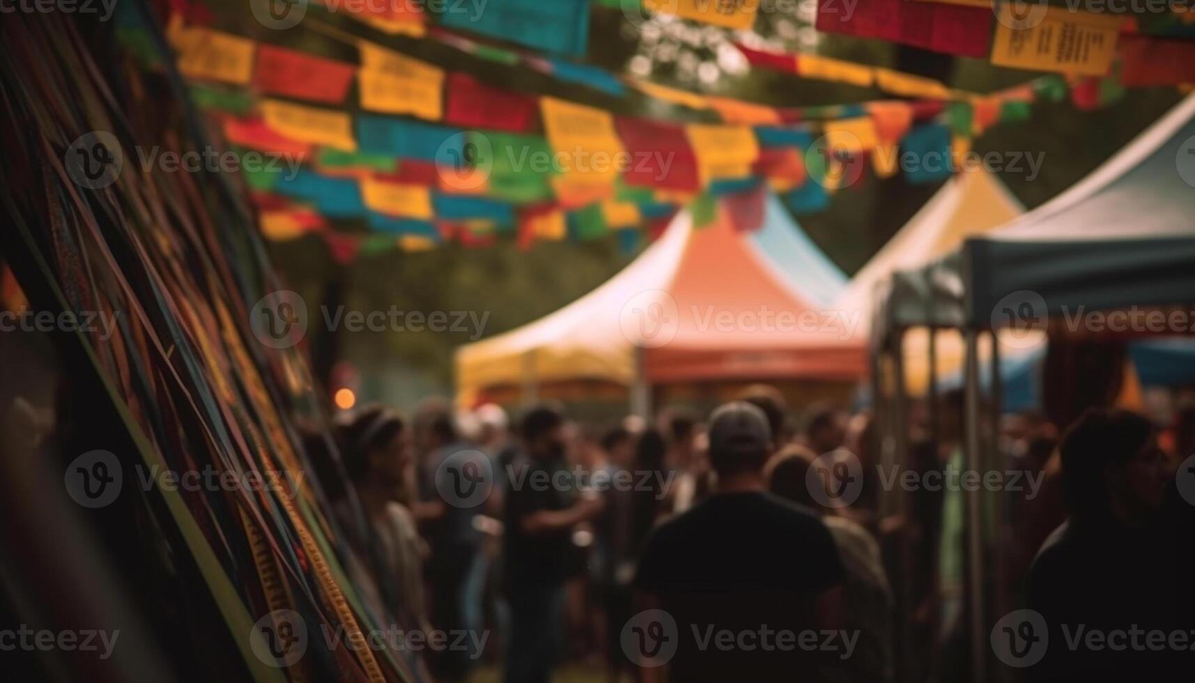 photo of people enjoying a village fair generative AI