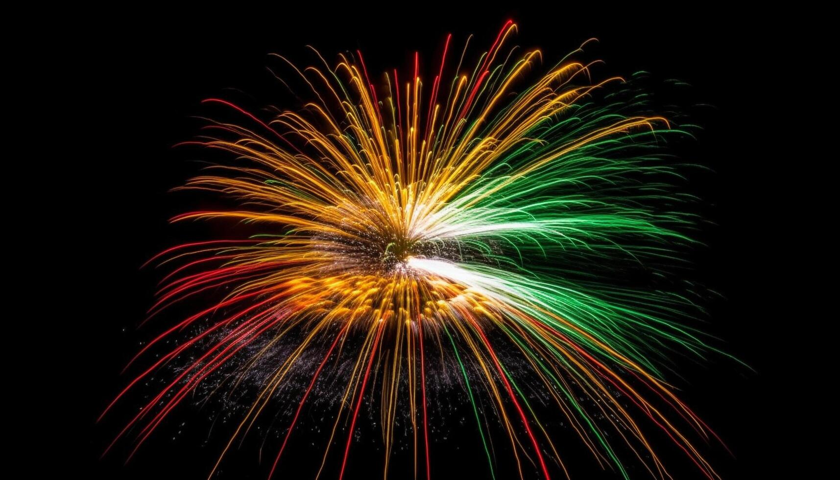 Fourth of July celebration Vibrant colors, glowing fireworks, illuminated night generative AI photo