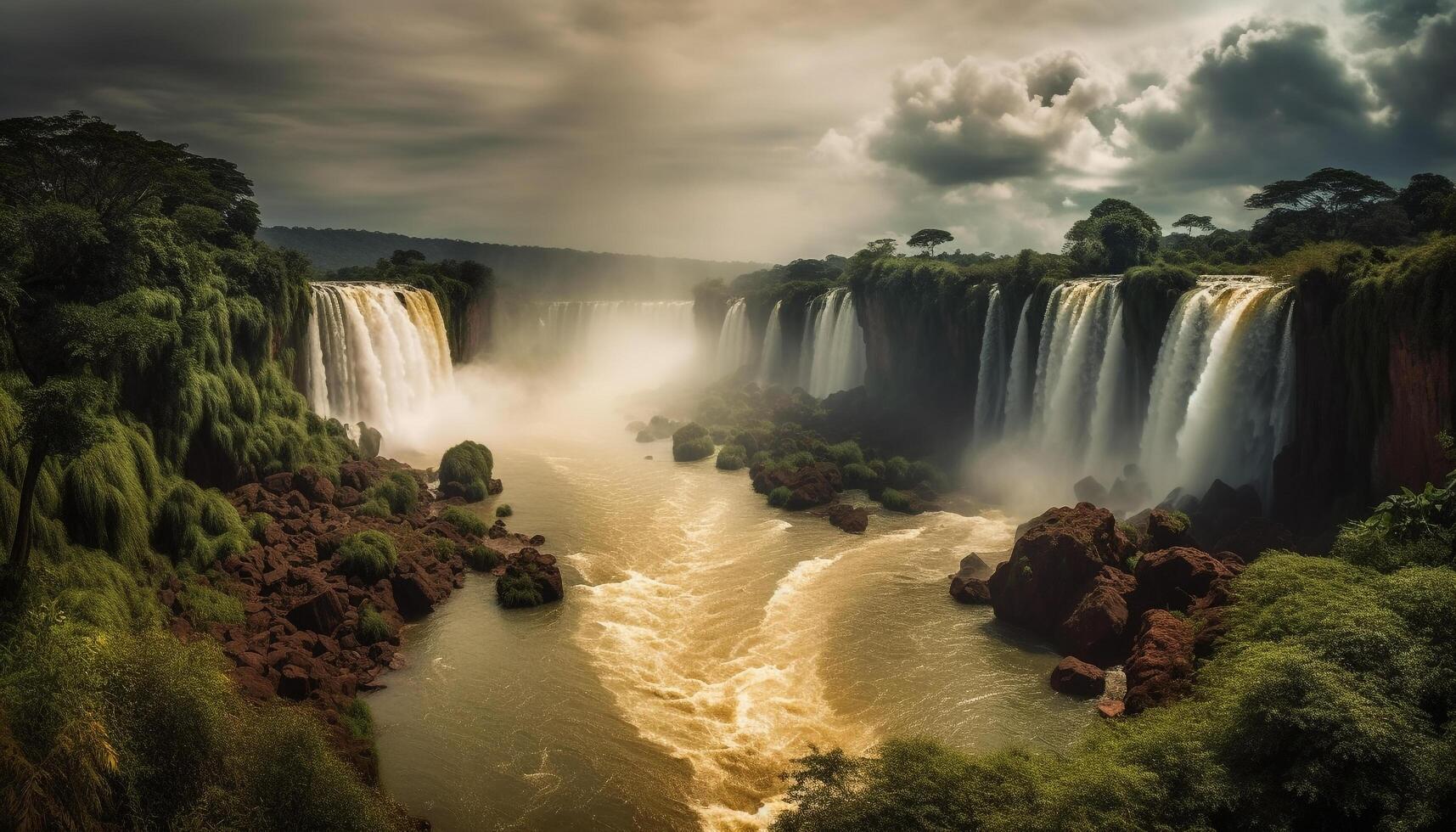 panorámico aéreo ver de majestuoso acantilado en tropical selva generado por ai foto