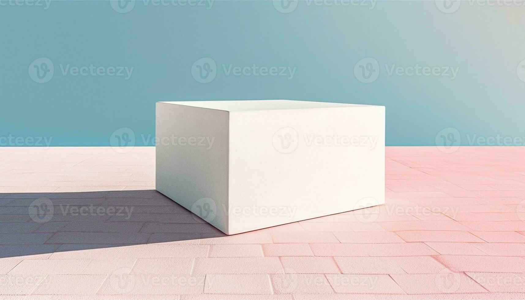 Geometric gift box on pedestal, futuristic packaging for luxury presentation generated by AI photo