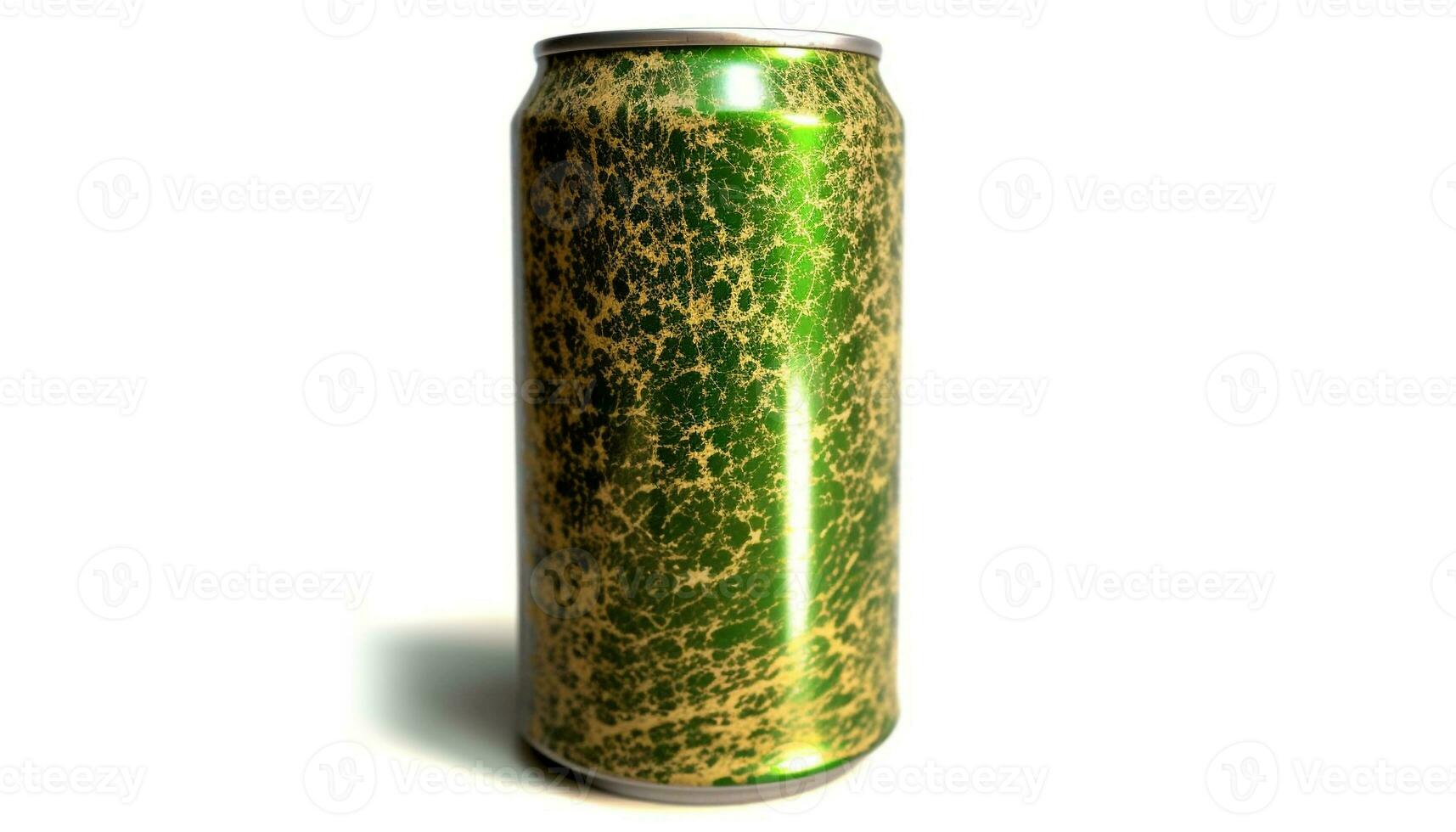 refrescante soda en un metálico lata en blanco antecedentes generado por ai foto