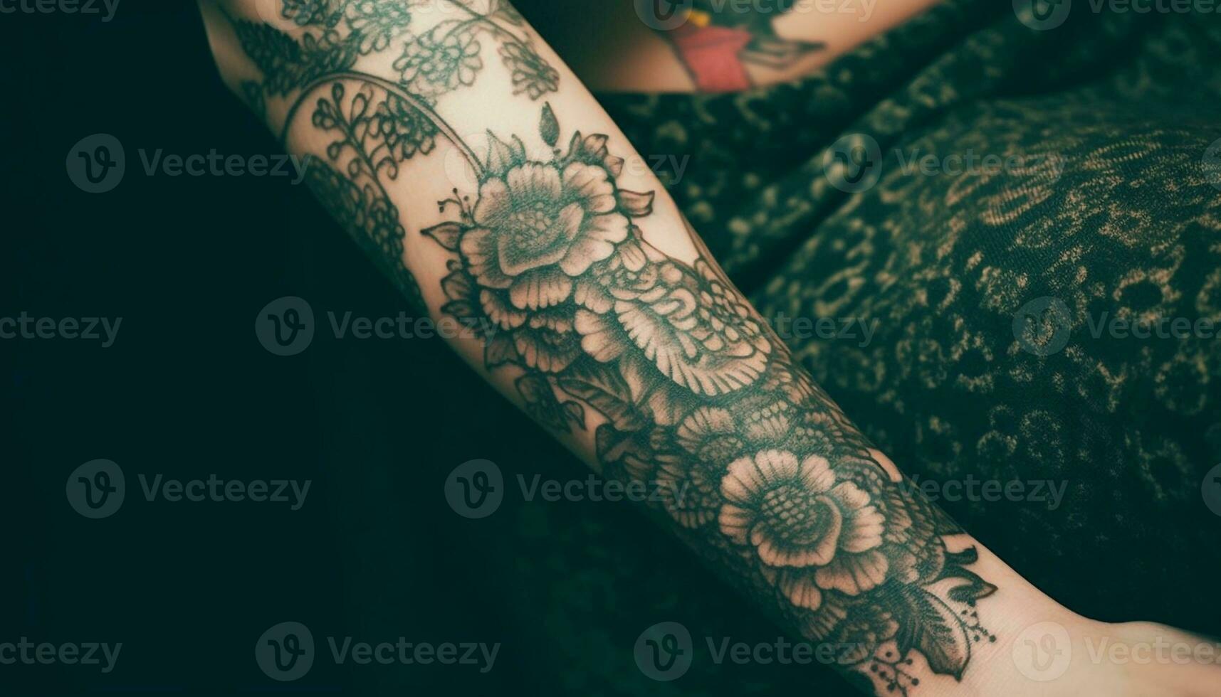 Henna tattoo decoration symbolizes sensuality and individuality in youth culture generated by AI photo