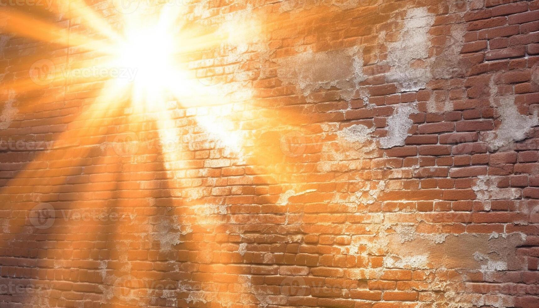 Sunset backdrop highlights old brick building textured, rusty history generated by AI photo