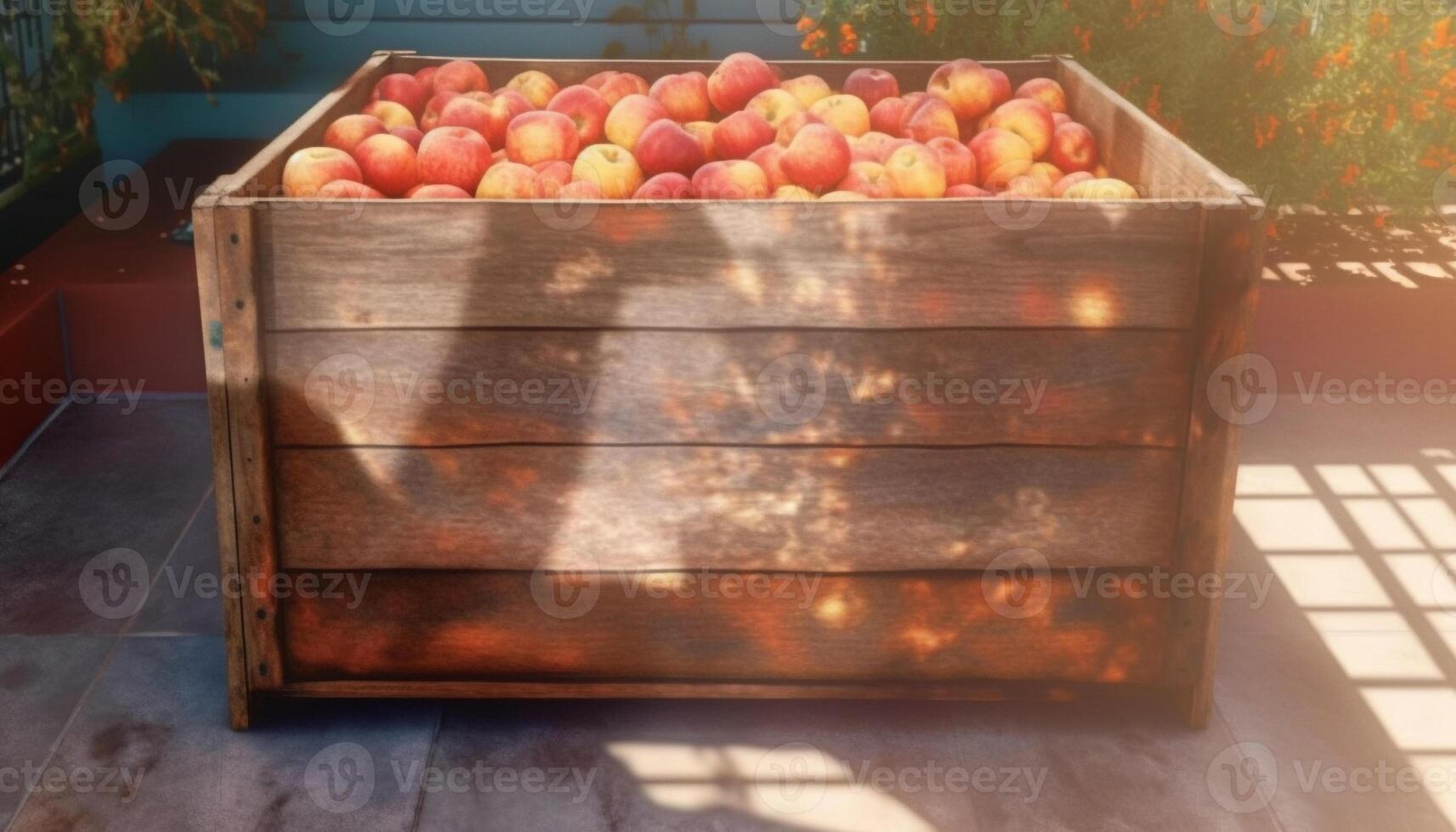 Abundance of juicy fruit on old apple tree in orchard generated by AI photo