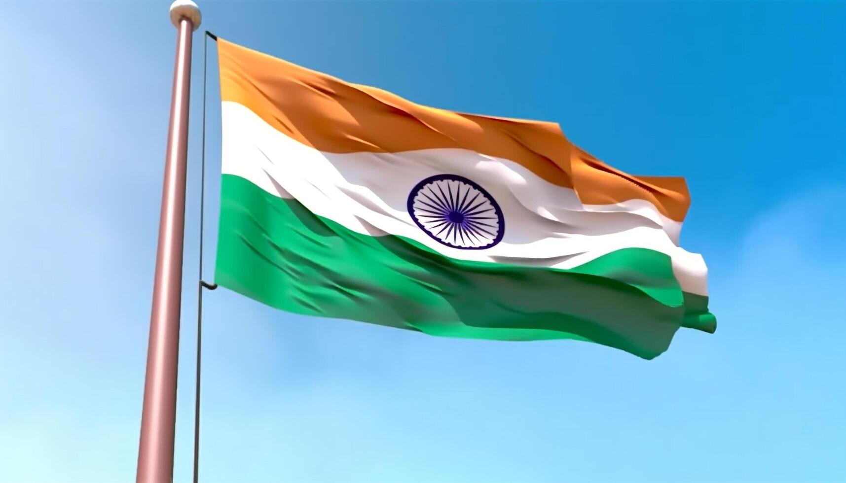 Waving Indian flag symbolizes unity of diverse cultures and patriotism generated by AI 25321799 