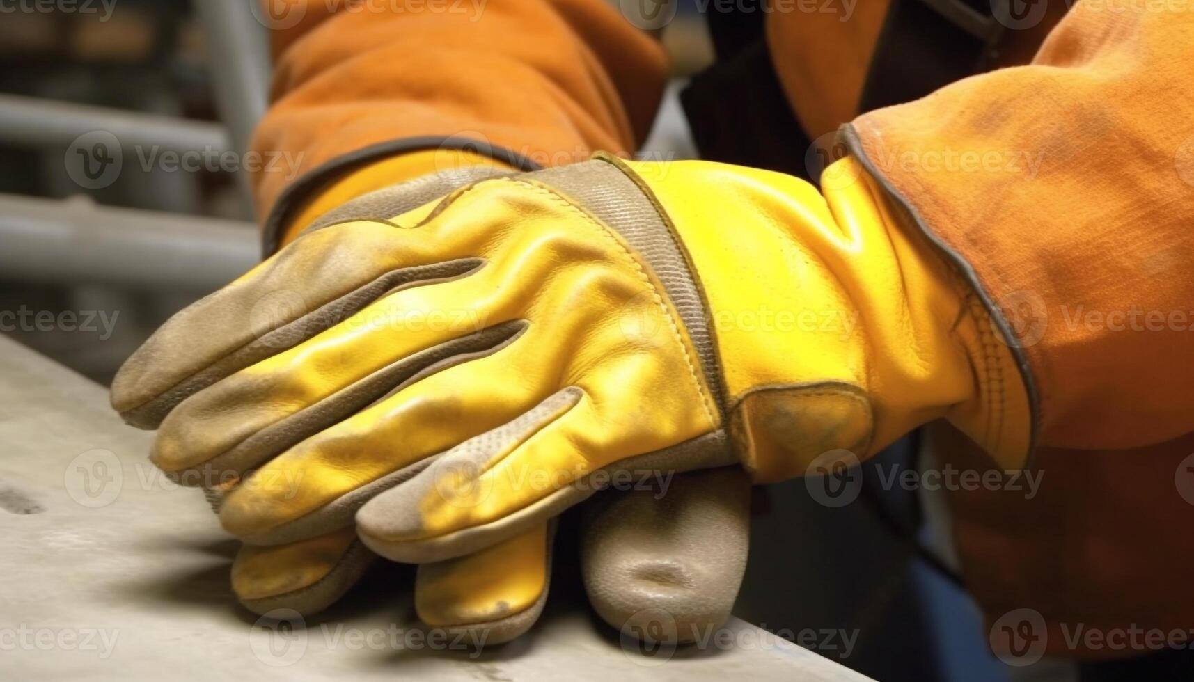 Close up of protective glove for working in construction industry generated by AI photo