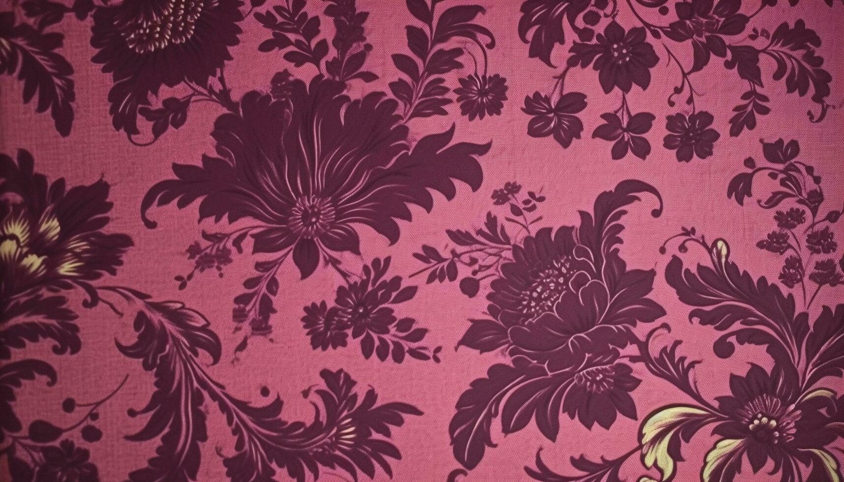 Elegant floral wallpaper with ornate baroque style and silk material generated by AI photo