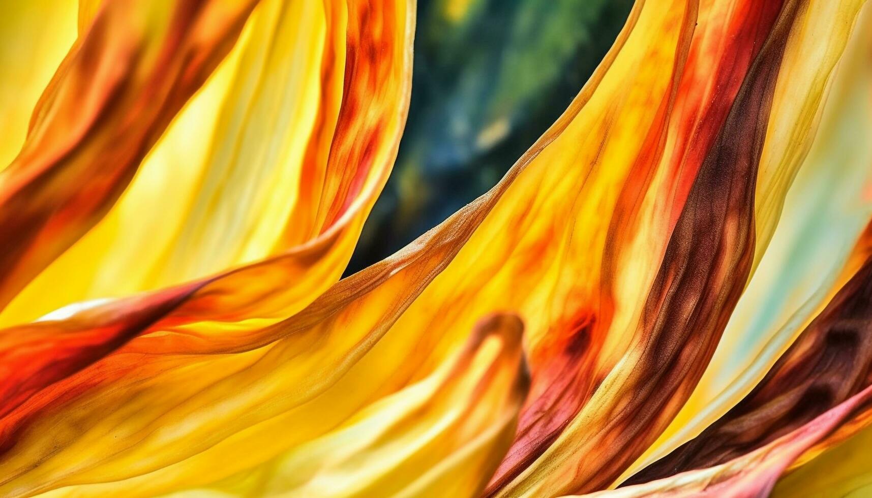 Vibrant colors ignite natural phenomenon in a fiery inferno backdrop generated by AI photo
