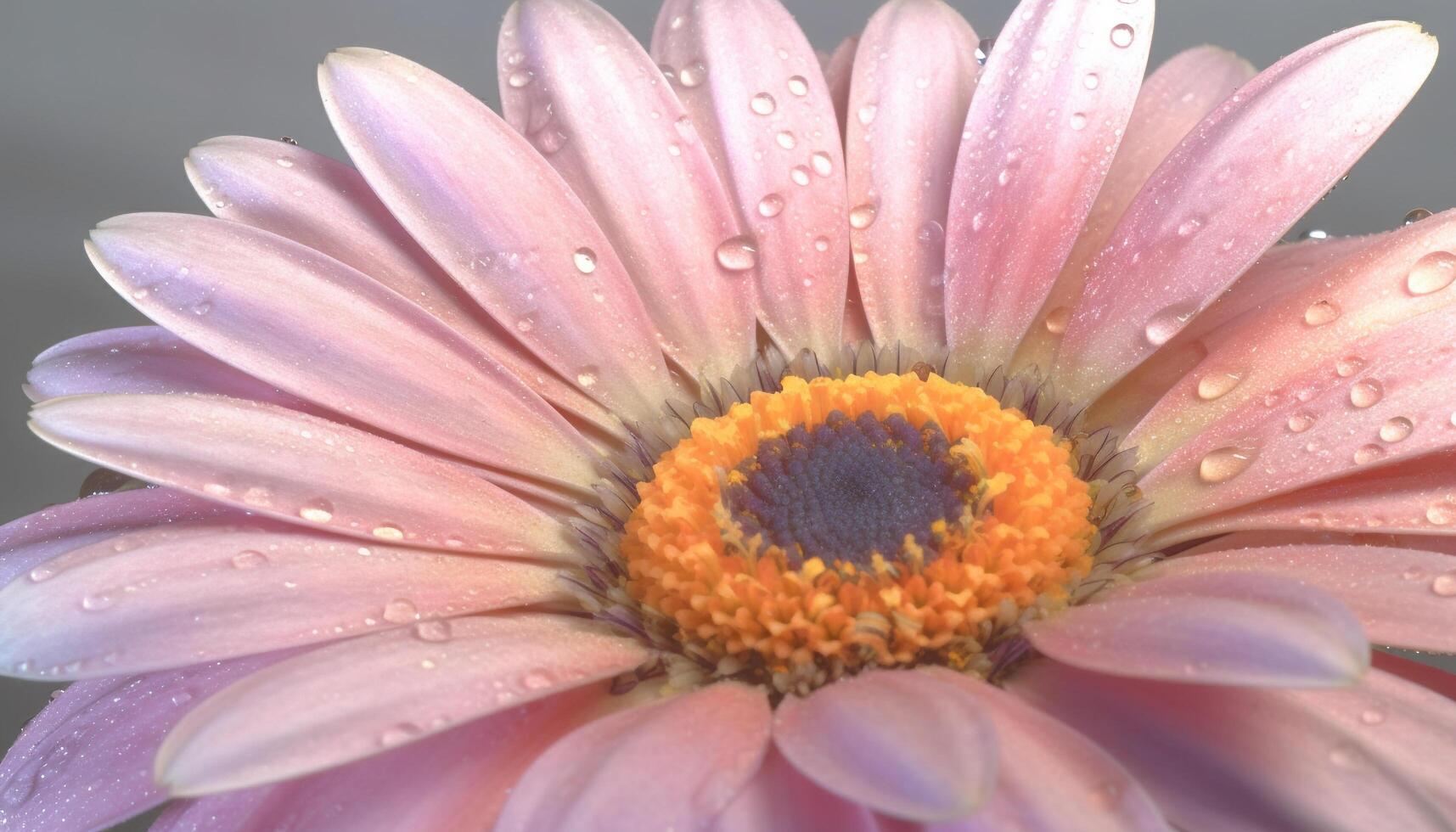 Vibrant gerbera daisy in wet meadow reflects beauty in nature generated by AI photo