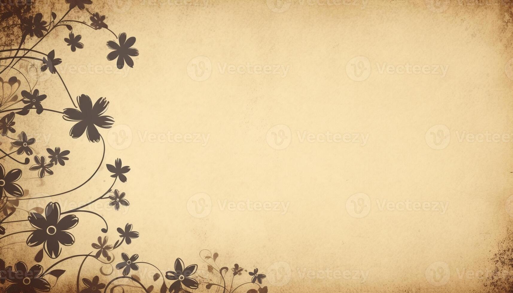 Rustic elegance in old fashioned floral pattern with grunge image technique generated by AI photo