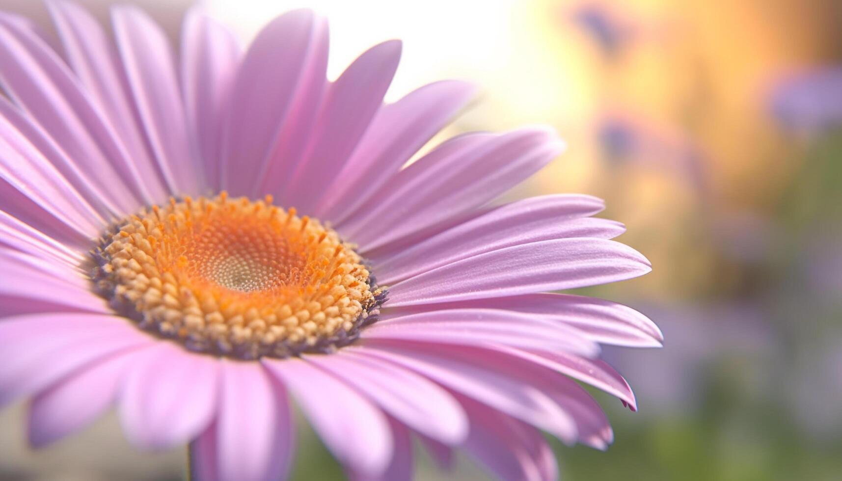 Vibrant gerbera daisy, a single flower in nature meadow generated by AI photo