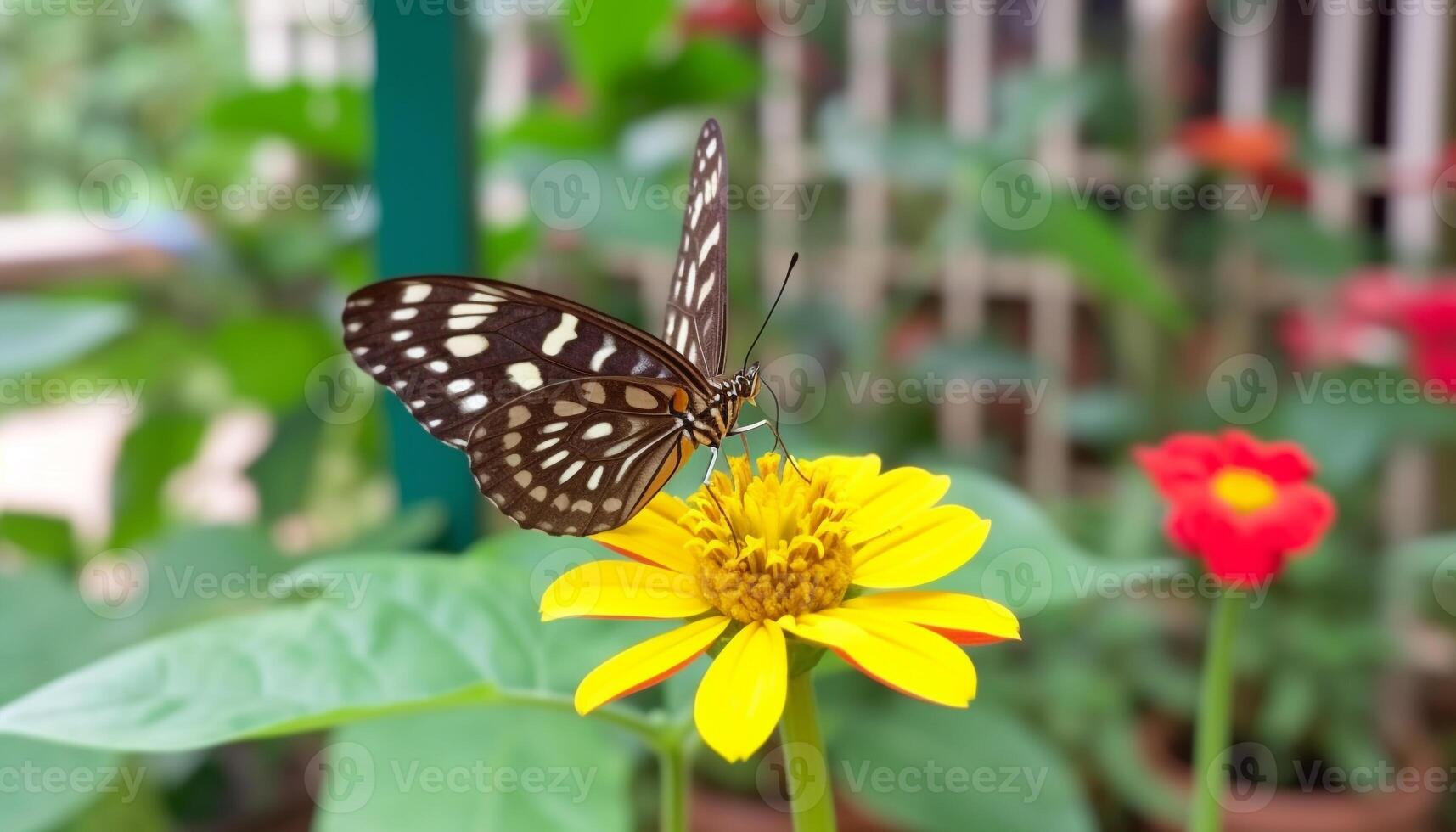 Vibrant butterfly wing in close up, showcasing multi colored beauty generated by AI photo